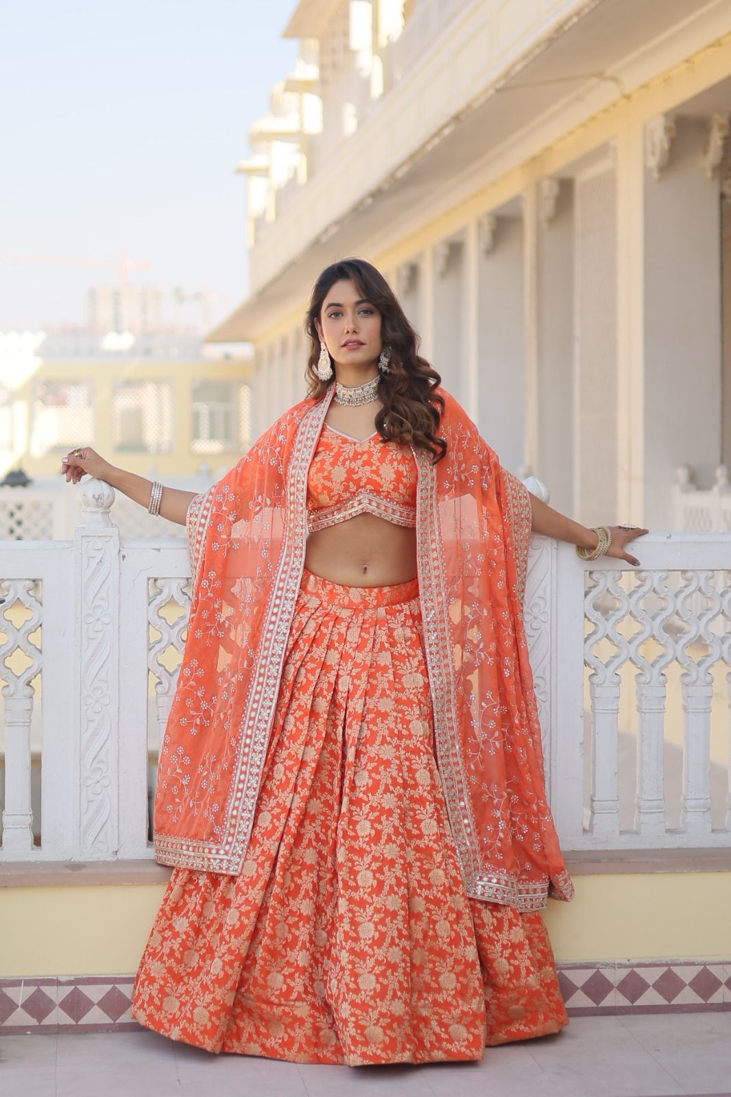 Ethereal viscose jacquard designer lehenga set
