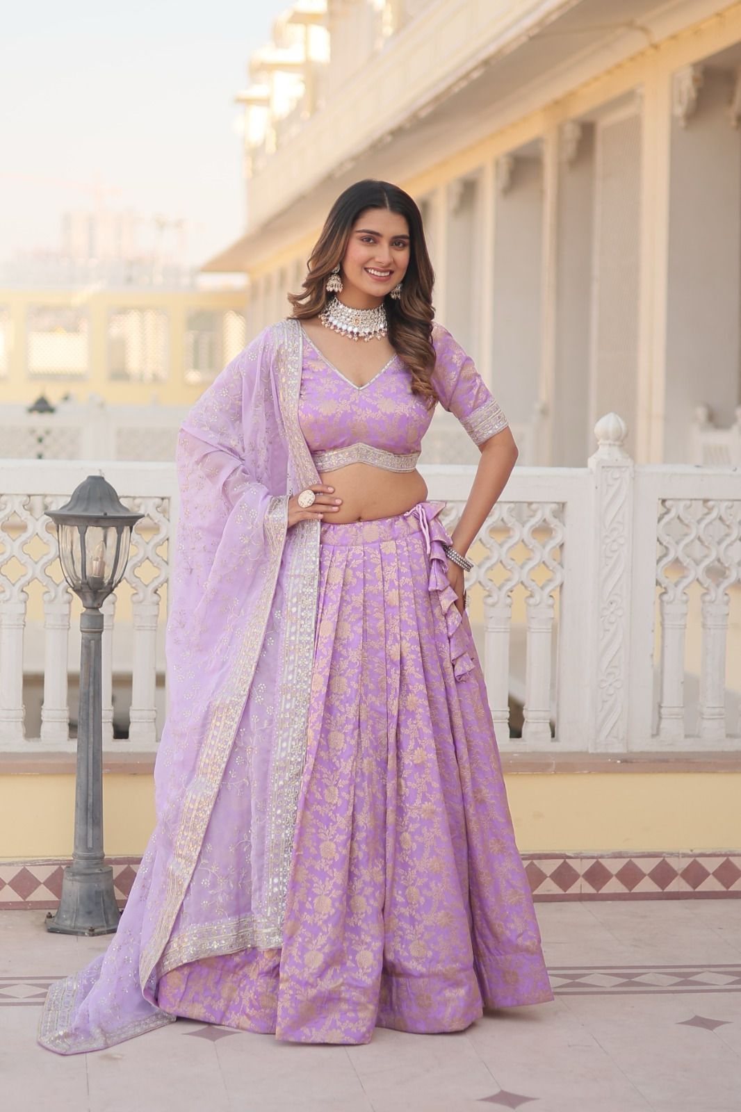 Ethereal viscose jacquard designer lehenga set