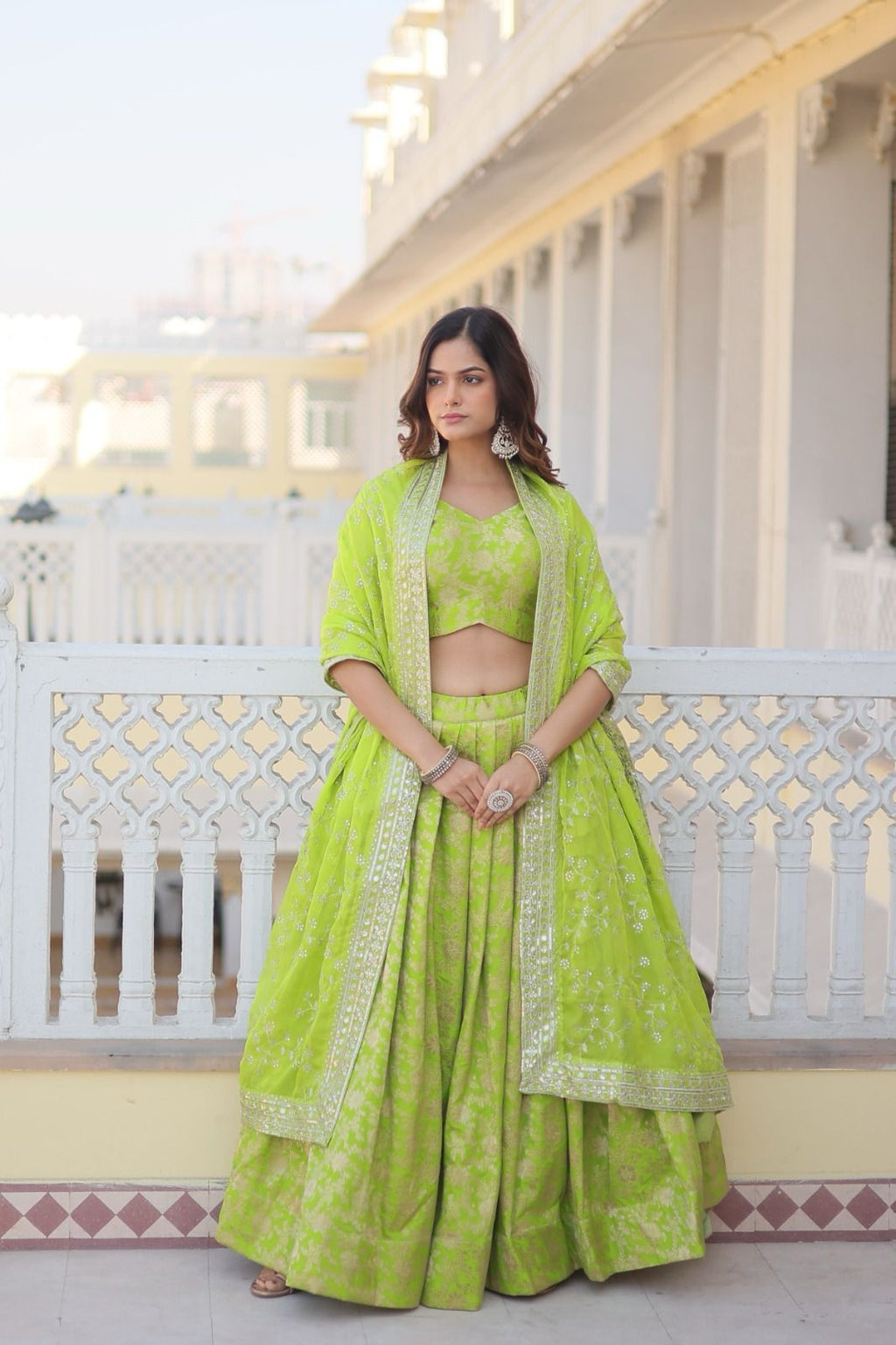 Ethereal viscose jacquard designer lehenga set