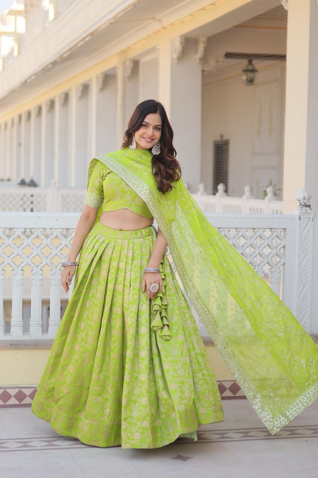 Ethereal viscose jacquard designer lehenga set