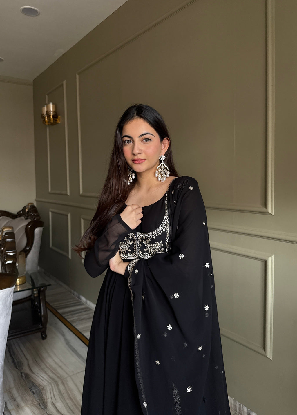 Midnight Noir Zari Work Anarkali