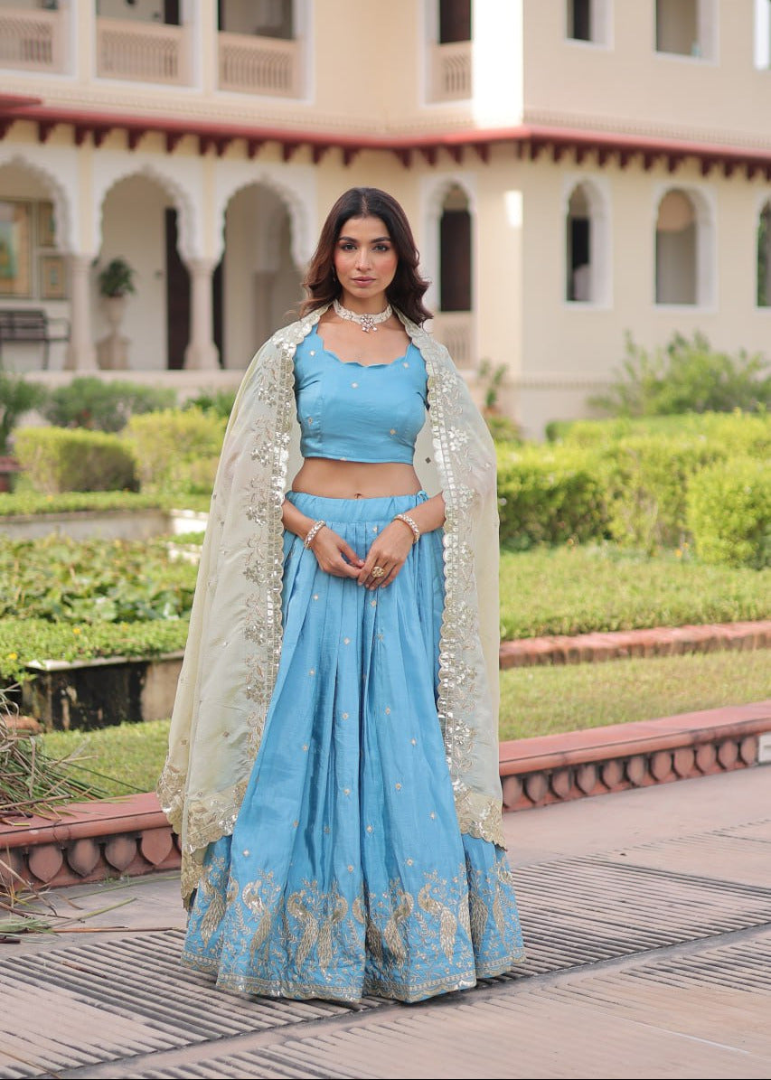 Ethereal Zari Embroidered Lehenga Set