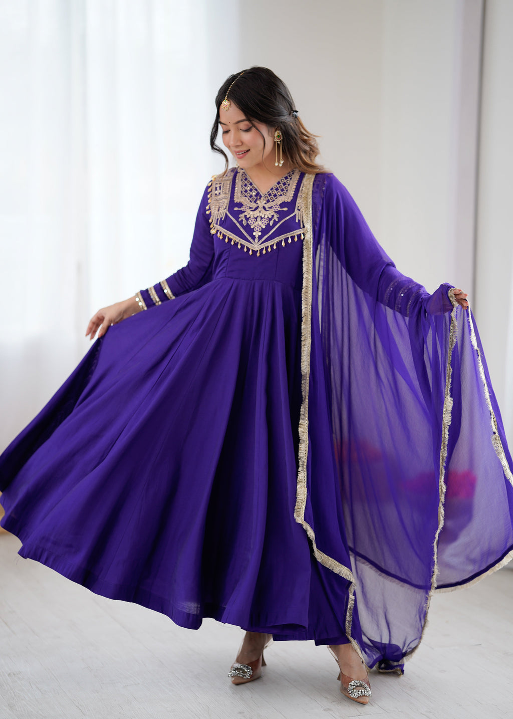 Roman Silk Designer Anarkali Set