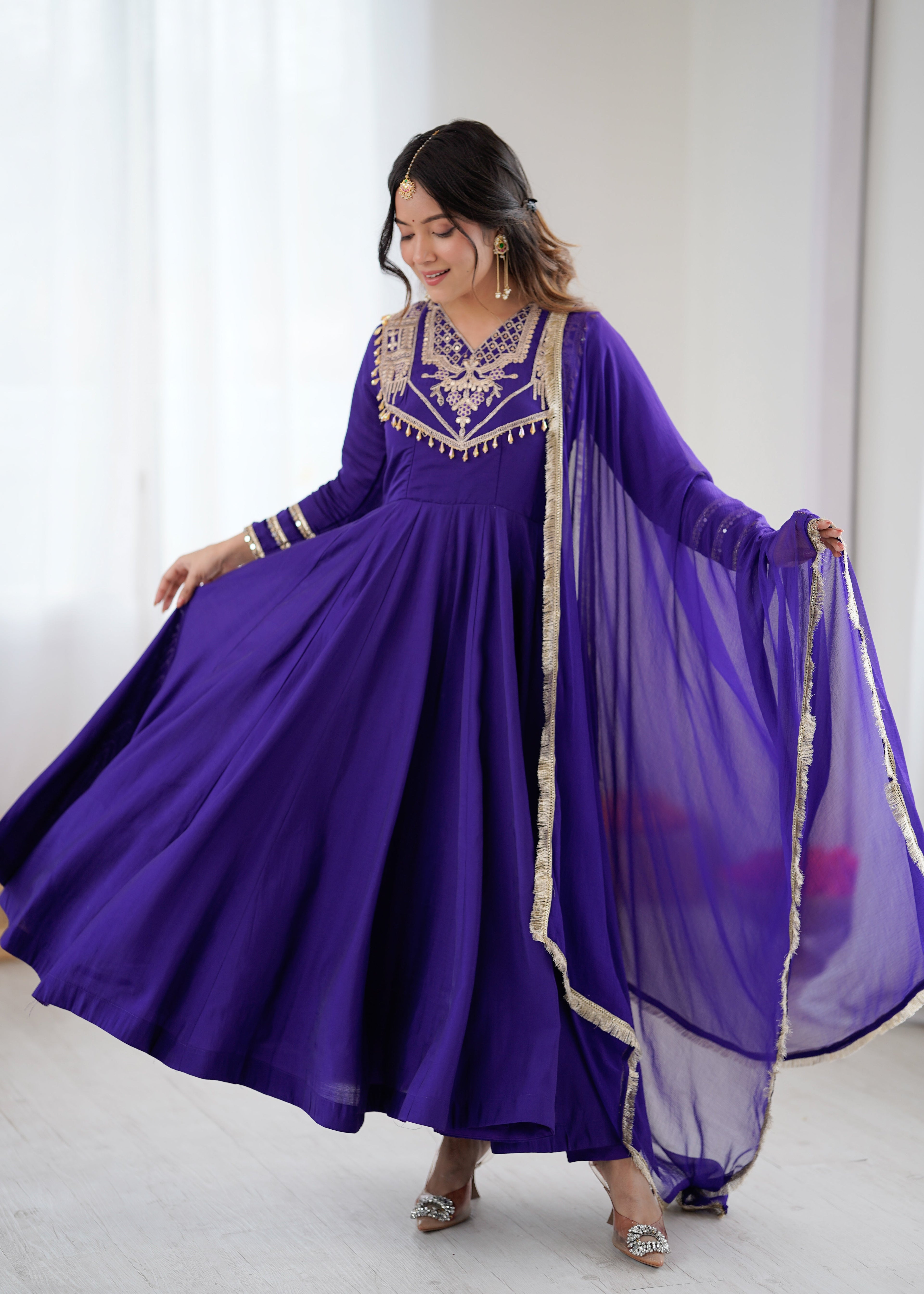 Roman Silk Designer Anarkali Set