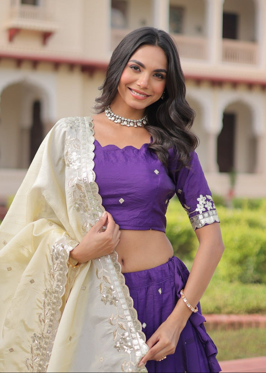 Ethereal Zari Embroidered Lehenga Set