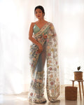 Fluttering elegance Aari embroidered butterfly net saree