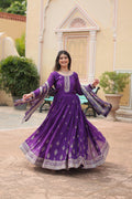Purple chinon embroidered Gaurangi designer Anarkali gown