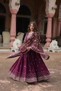 Gaurangi wine chinon embroidered Anarkali gown set