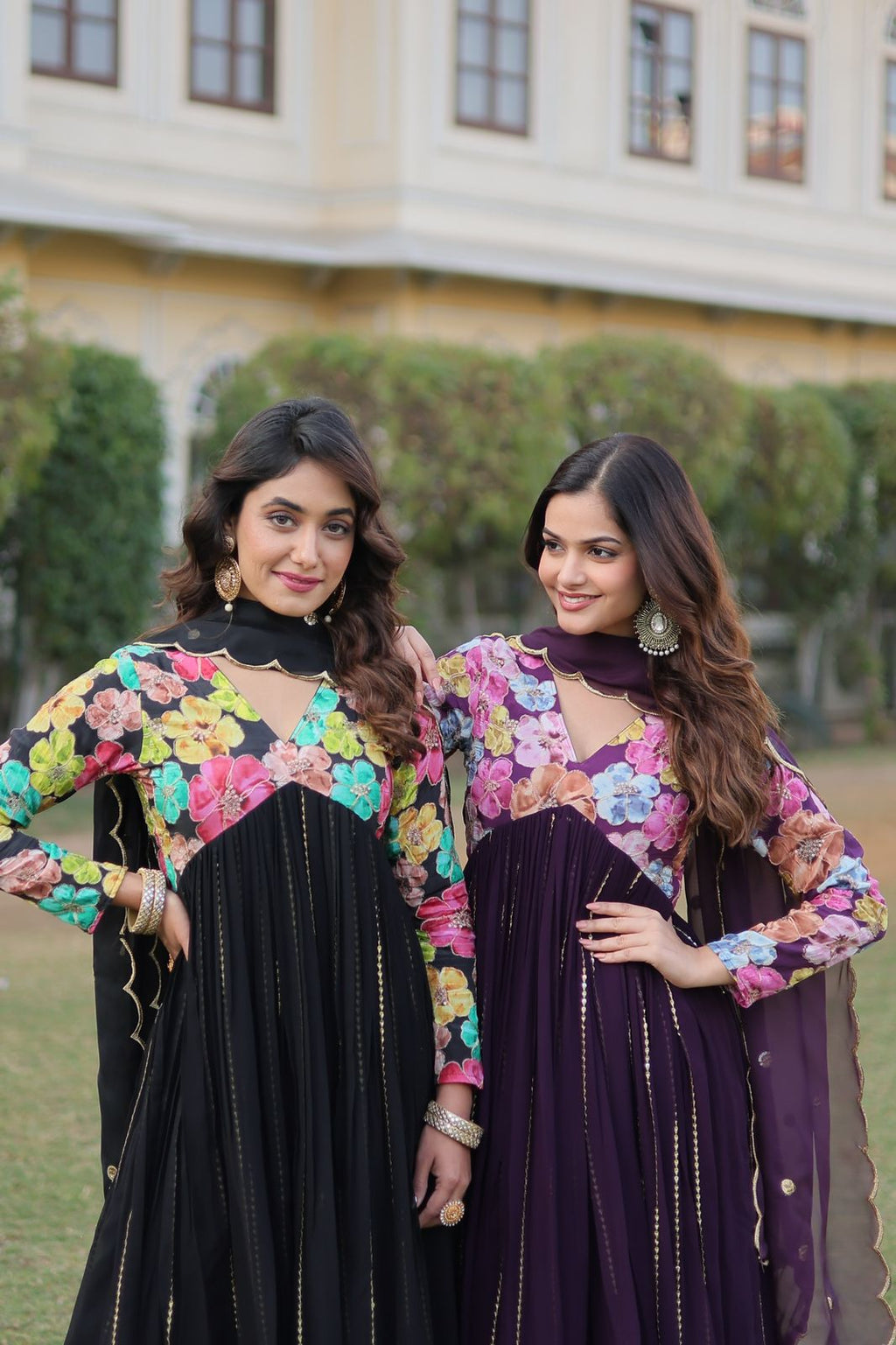 Swarnalaxmi Georgette Viscose Printed Anarkali Gown Set