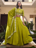 Green star georgette lehenga choli with pearl coding and sequins embroidery