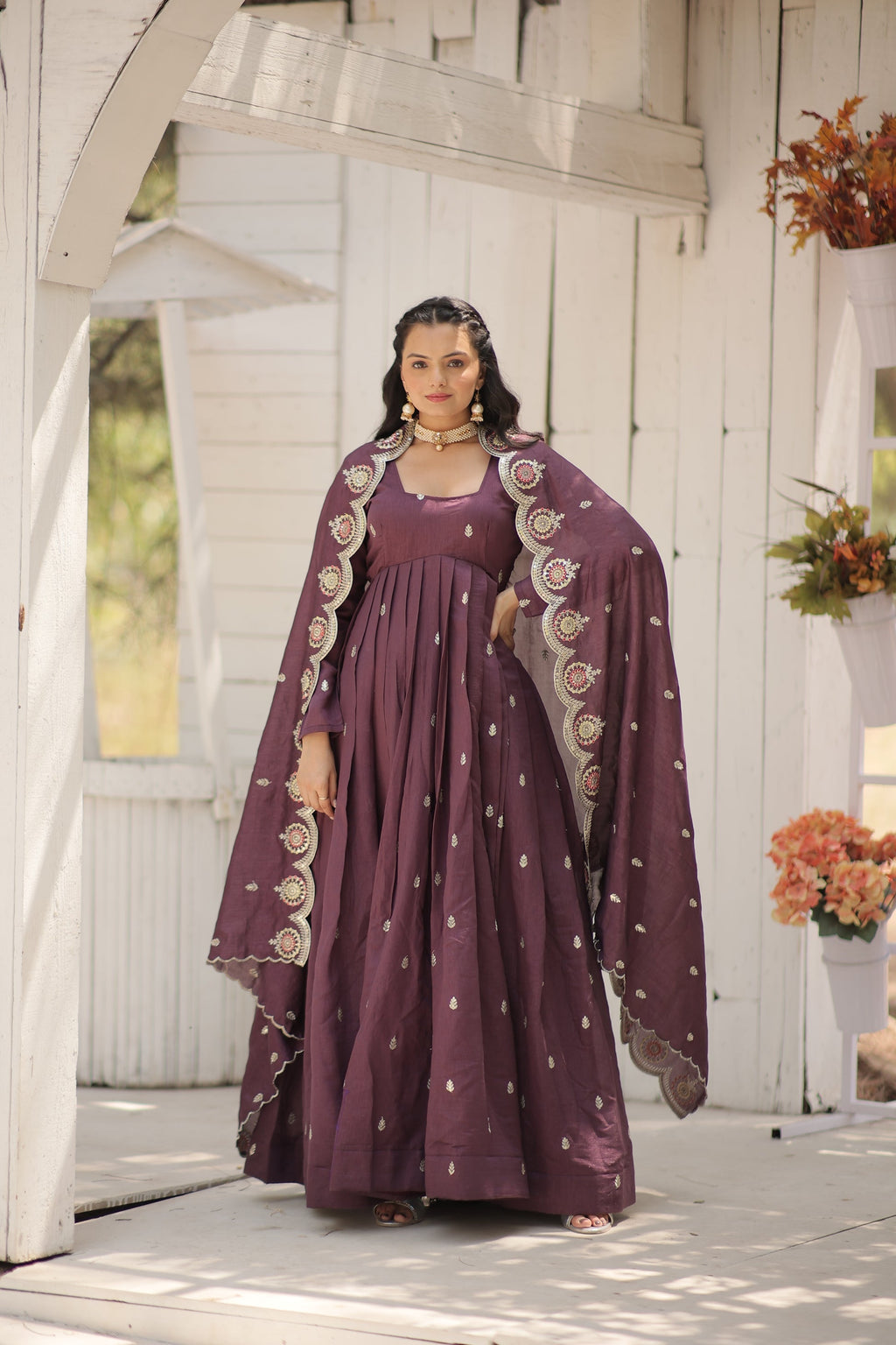 Onion pink embroidered Hritvi designer Anarkali gown