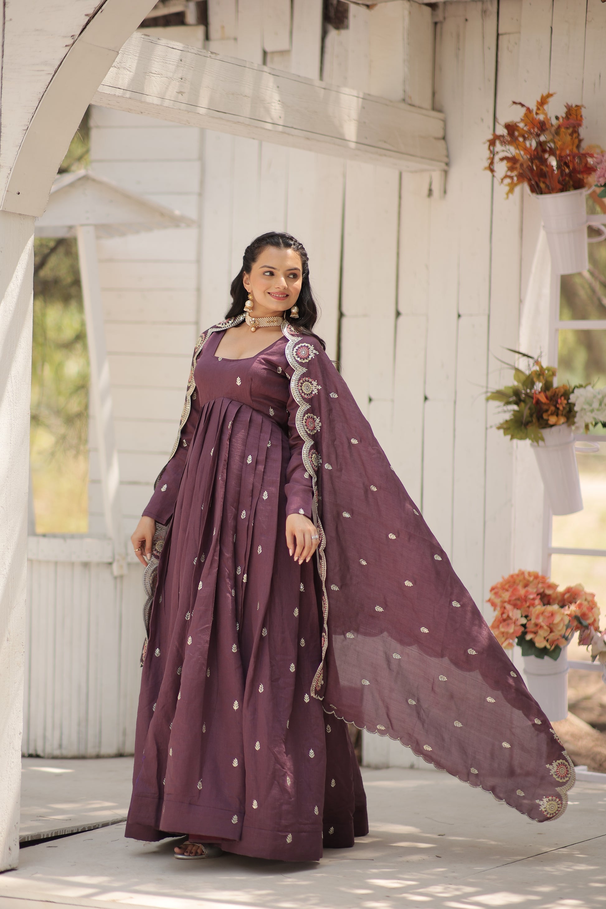 Onion pink embroidered Hritvi designer Anarkali gown