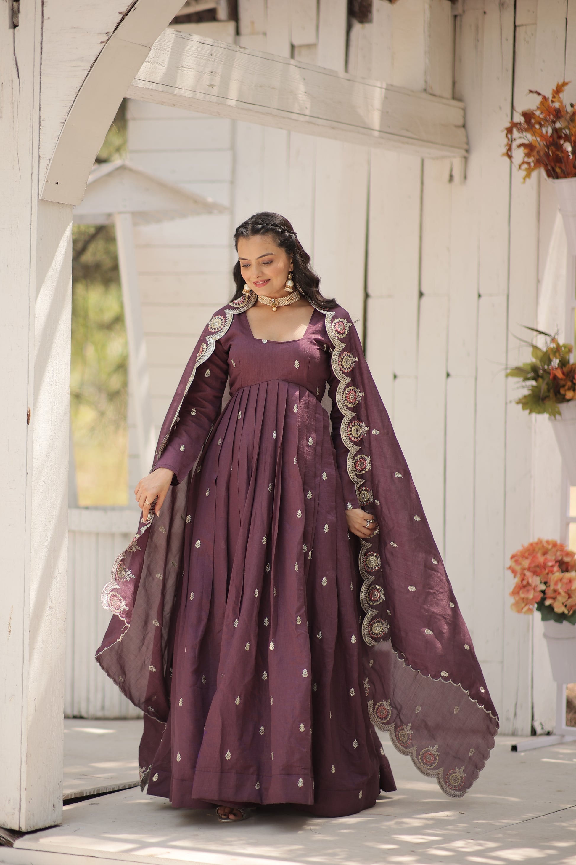 Onion pink embroidered Hritvi designer Anarkali gown