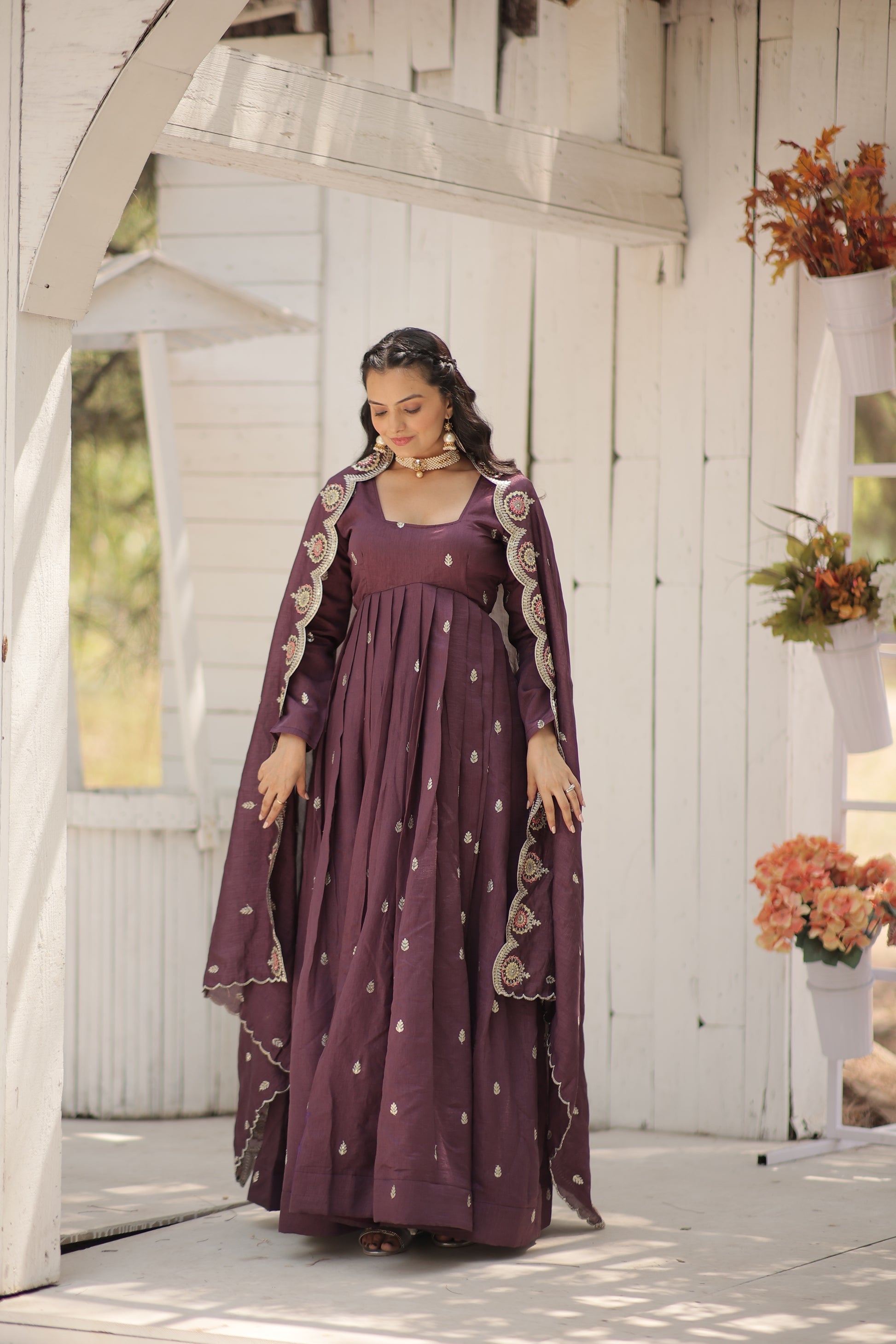 Onion pink embroidered Hritvi designer Anarkali gown