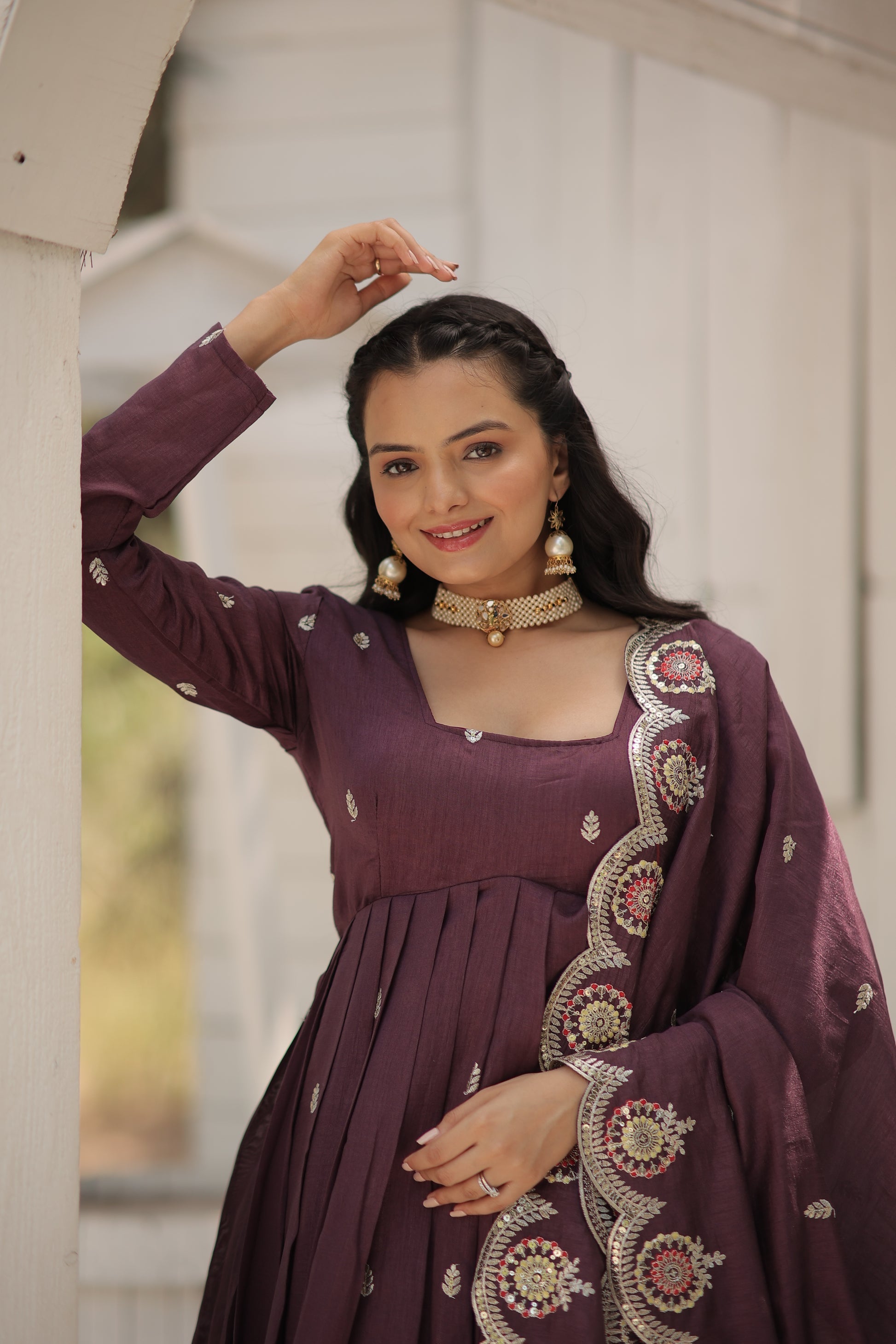 Onion pink embroidered Hritvi designer Anarkali gown