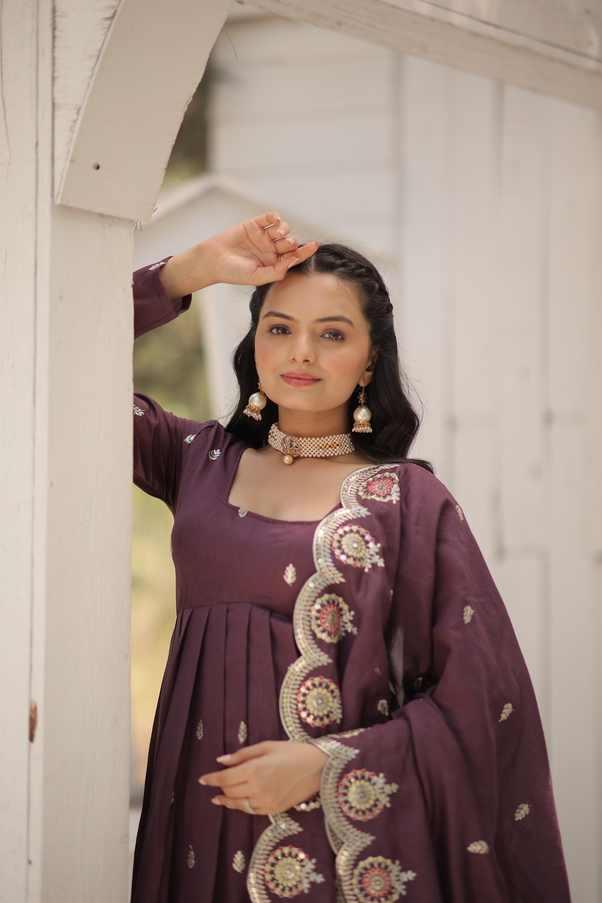 Onion pink embroidered Hritvi designer Anarkali gown