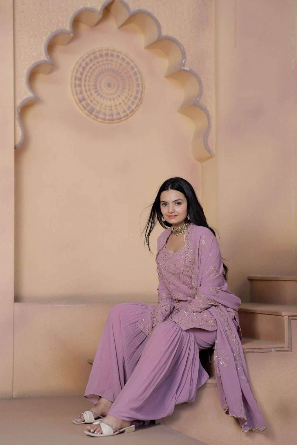 Eshwari georgette kurti sharara suit set