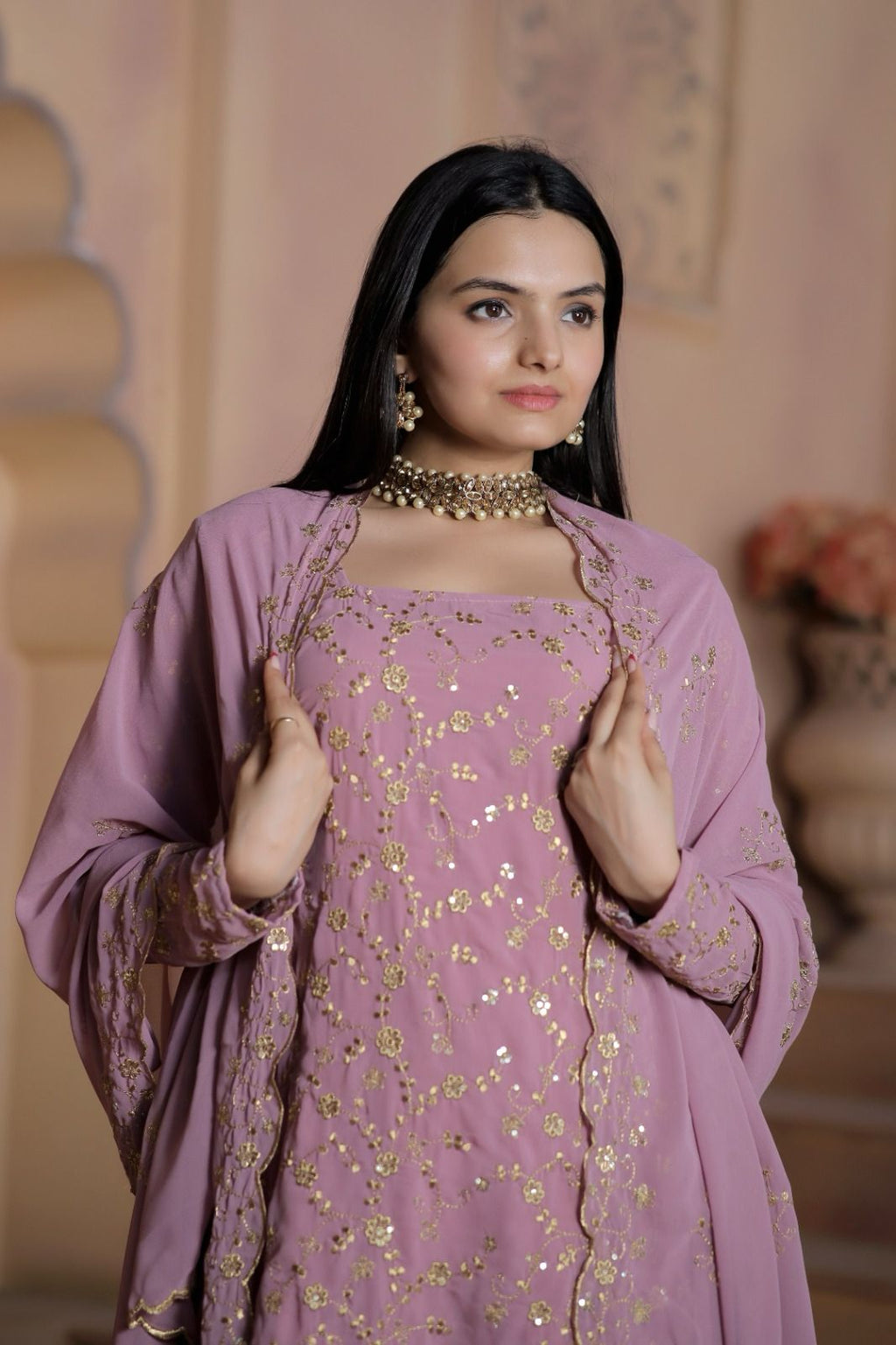 Eshwari georgette kurti sharara suit set