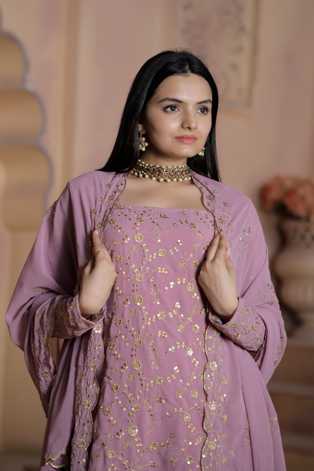 Eshwari georgette kurti sharara suit set