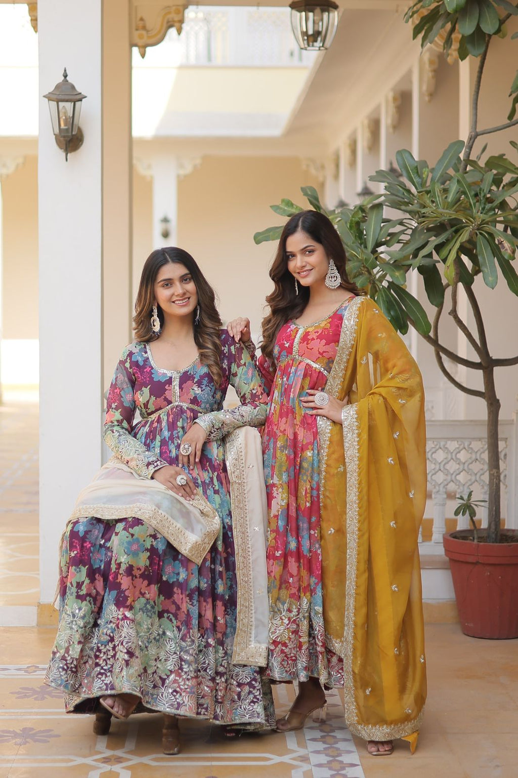 Matrika Purple Georgette Embroidered Anarkali Gown Set