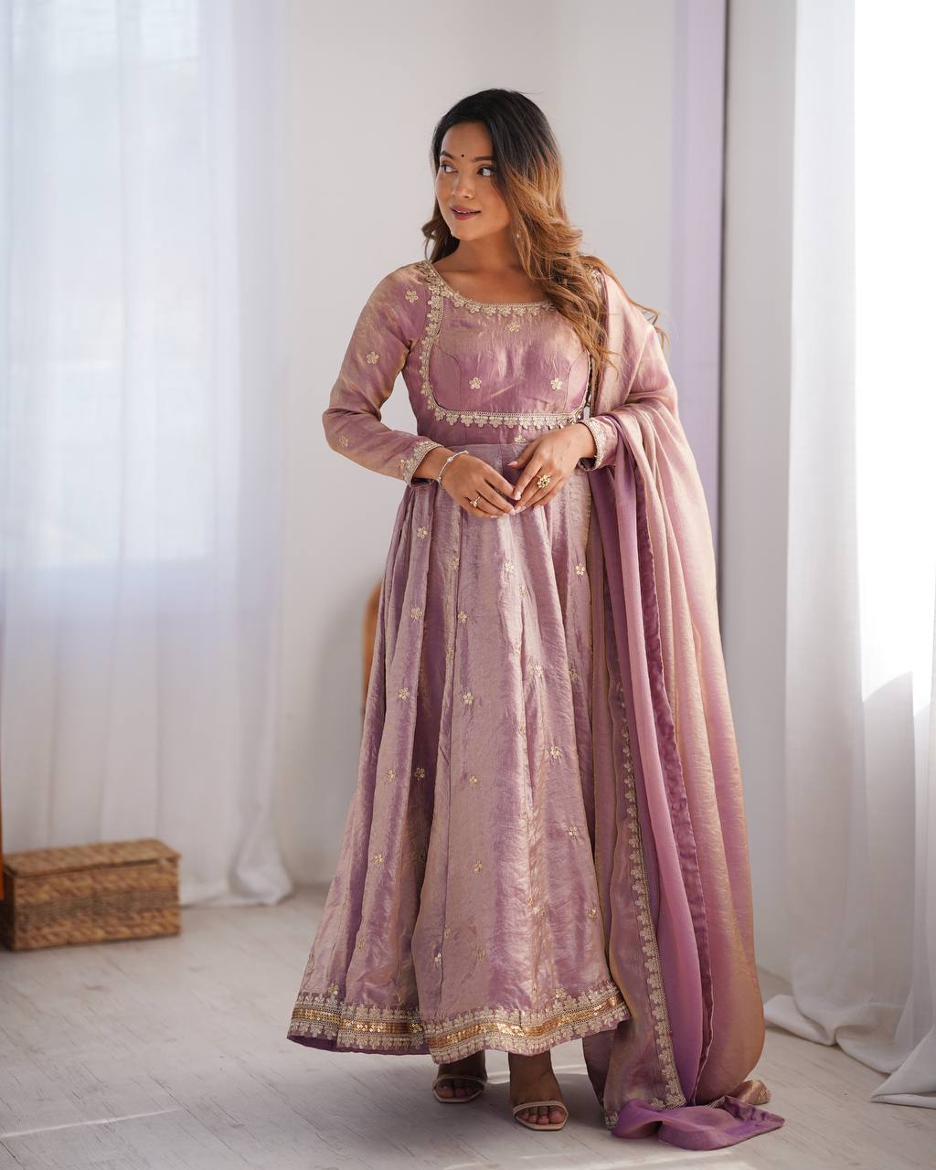 Designer Sequins Embellished Gown Set
