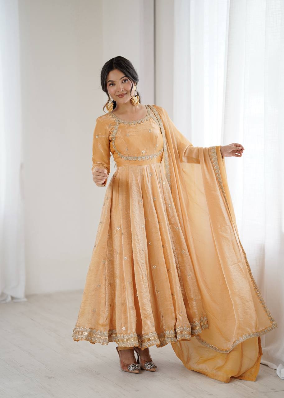 Designer Sequins Embellished Gown Set