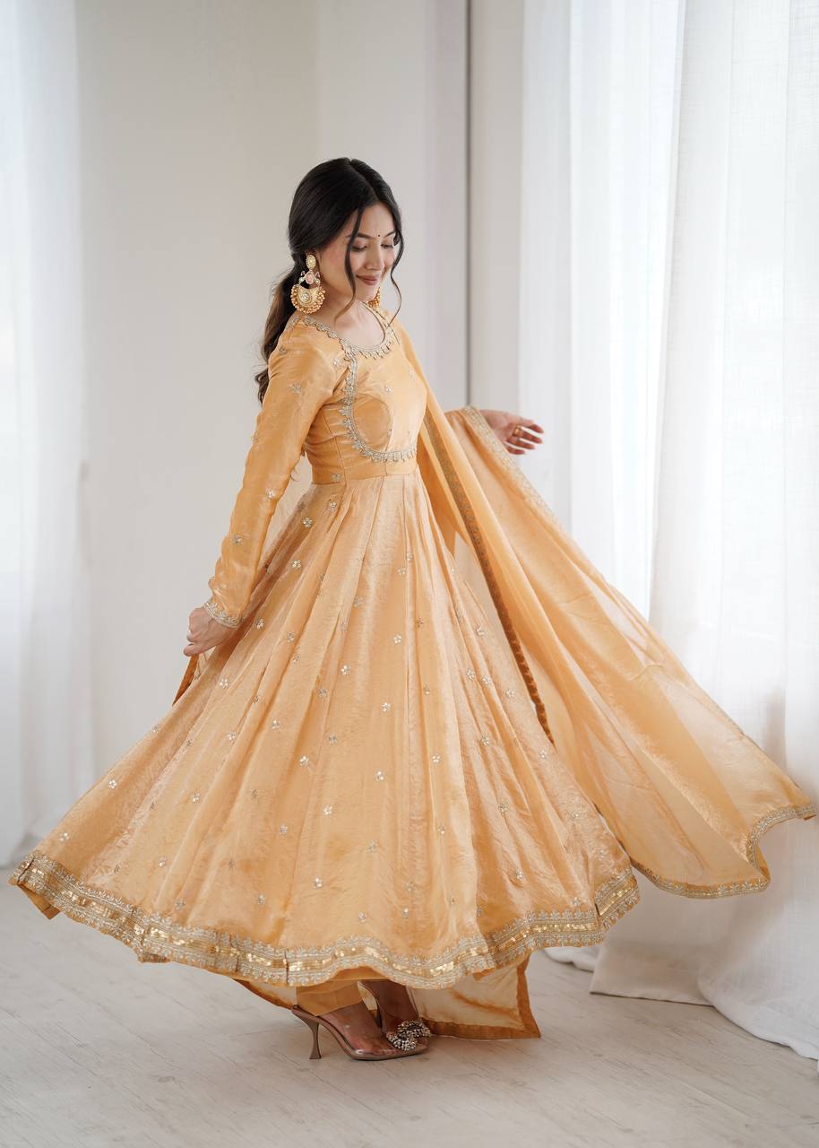 Designer Sequins Embellished Gown Set