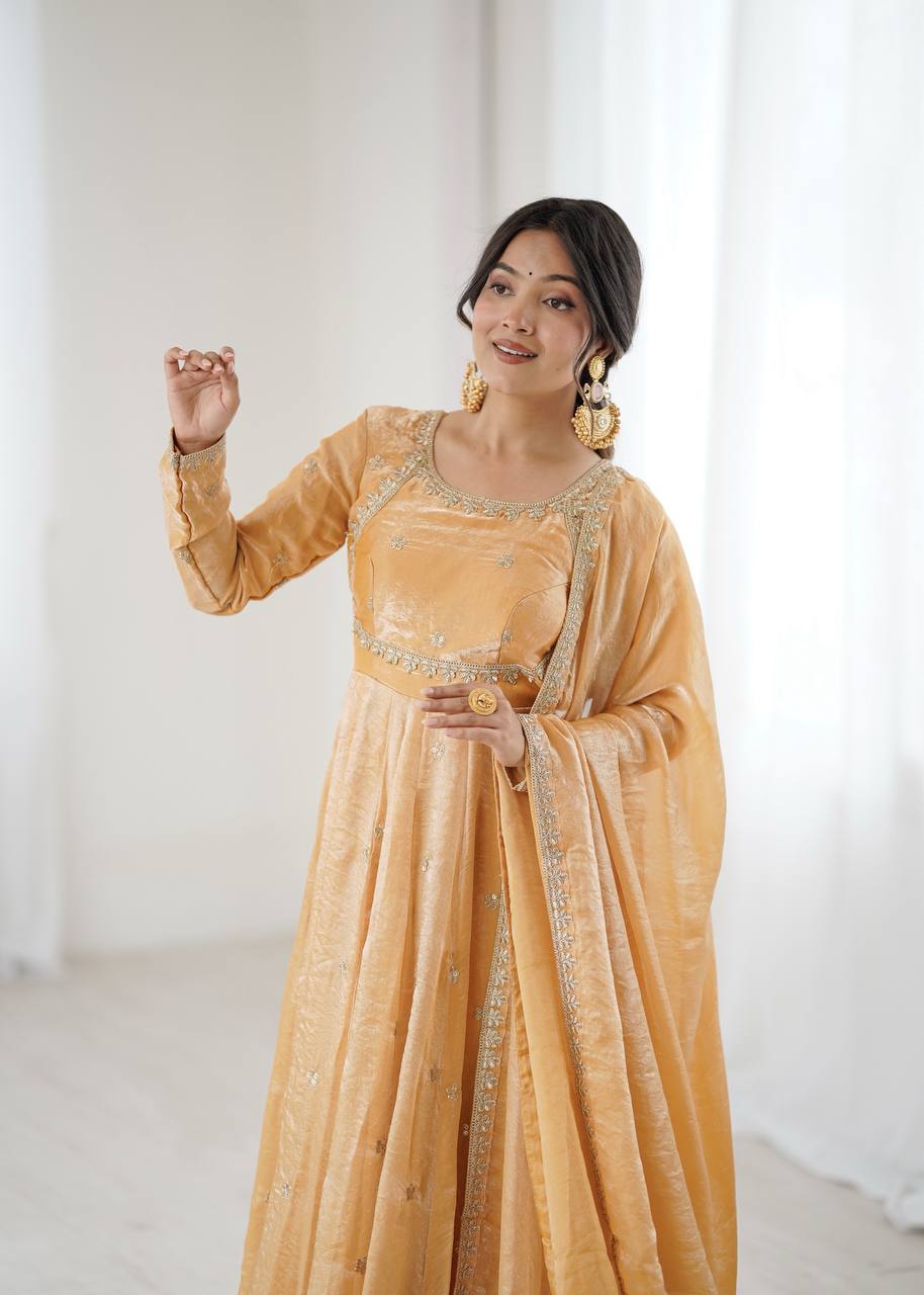Designer Sequins Embellished Gown Set