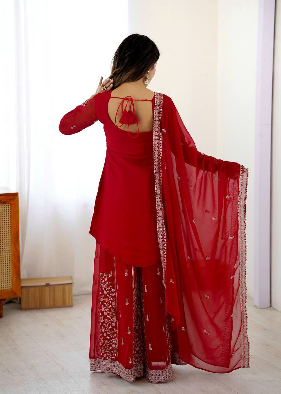 Crimson Sequins Thread Kurta Set