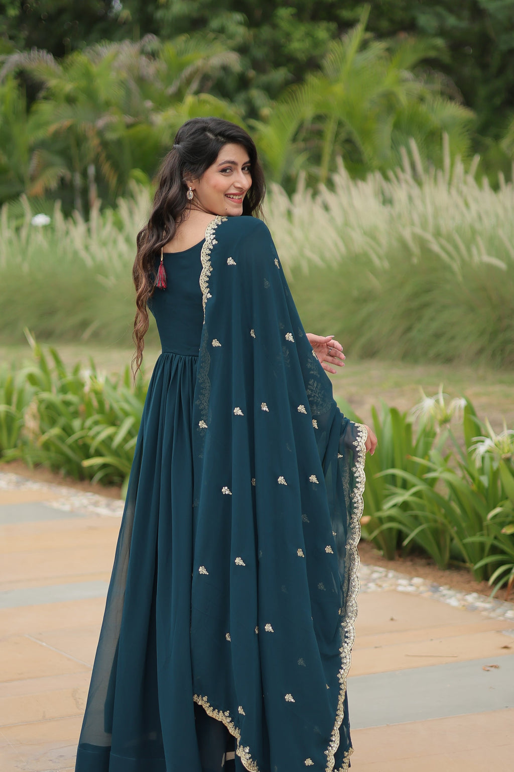 Rama embroidered Jiyanshi designer Anarkali gown