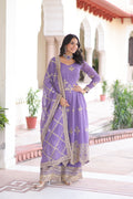 Vyoma lavender purple silver crunchy gown set with rich sequins embroidered work