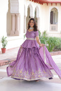 Nimi lavender gold crush lehenga choli with embroidery zari sequins work