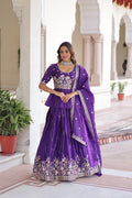 Nimi purple gold crush lehenga choli with embroidery zari sequins work
