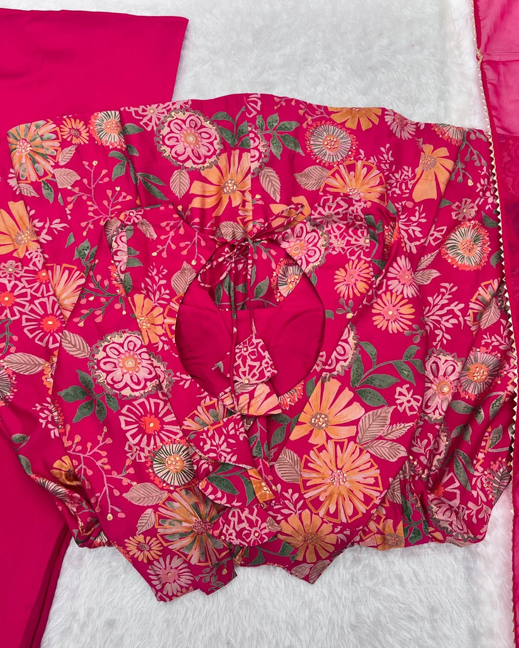 Pink Roman silk Karisma designer kurti palazzo set