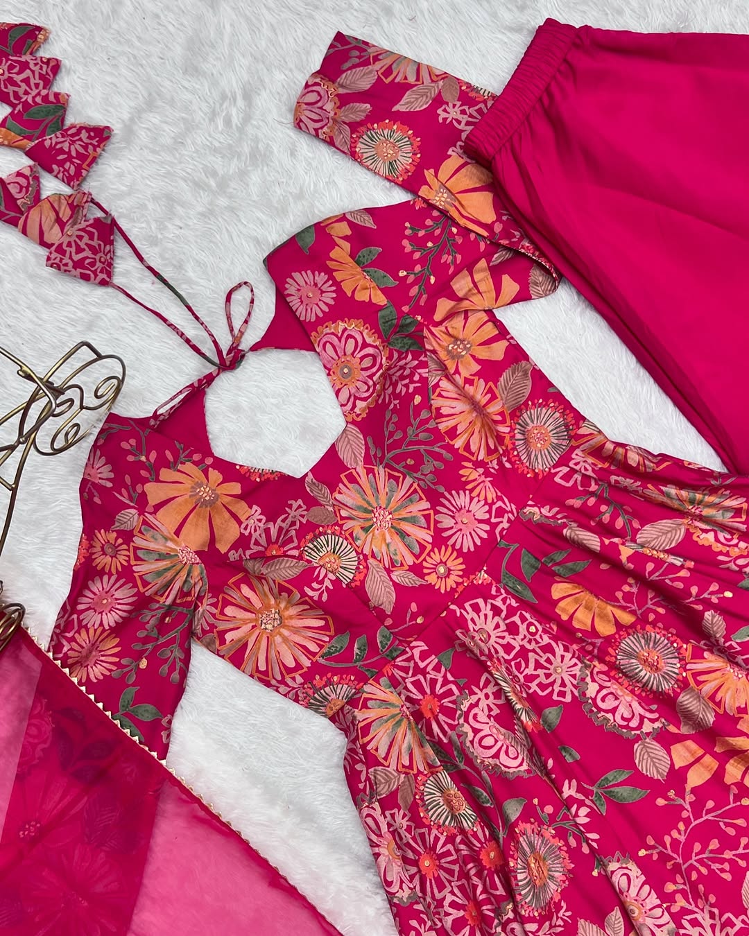 Pink Roman silk Karisma designer kurti palazzo set