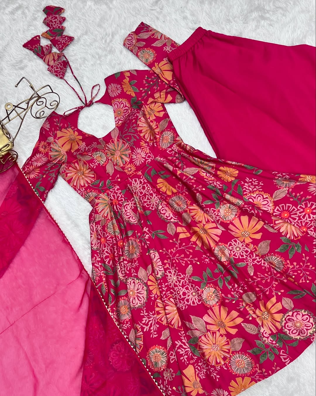 Pink Roman silk Karisma designer kurti palazzo set