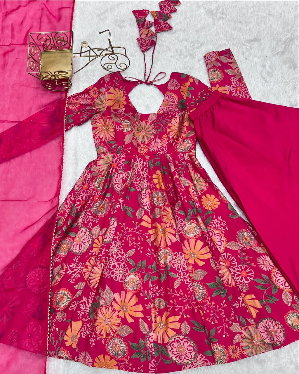 Pink Roman silk Karisma designer kurti palazzo set