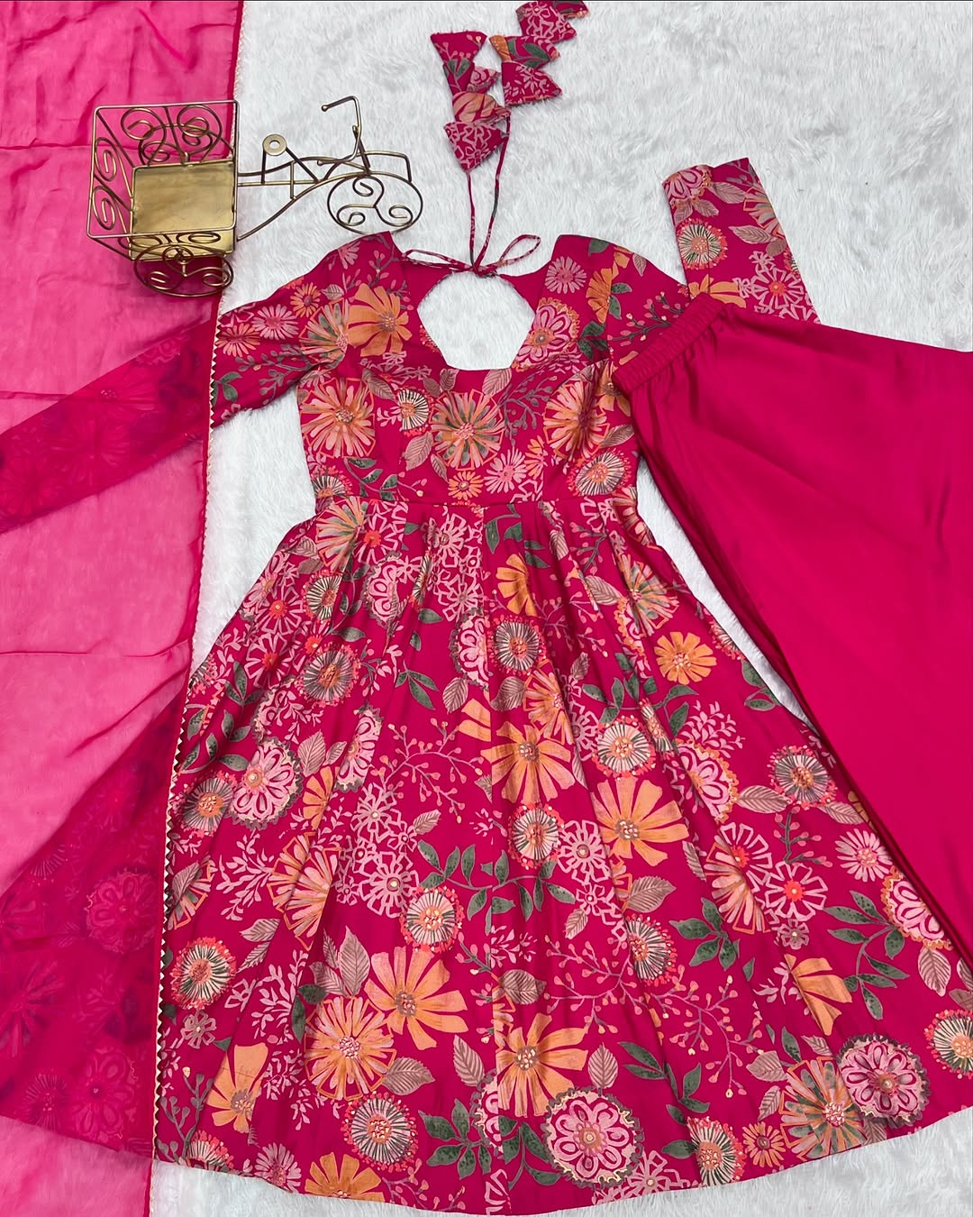 Pink Roman silk Karisma designer kurti palazzo set