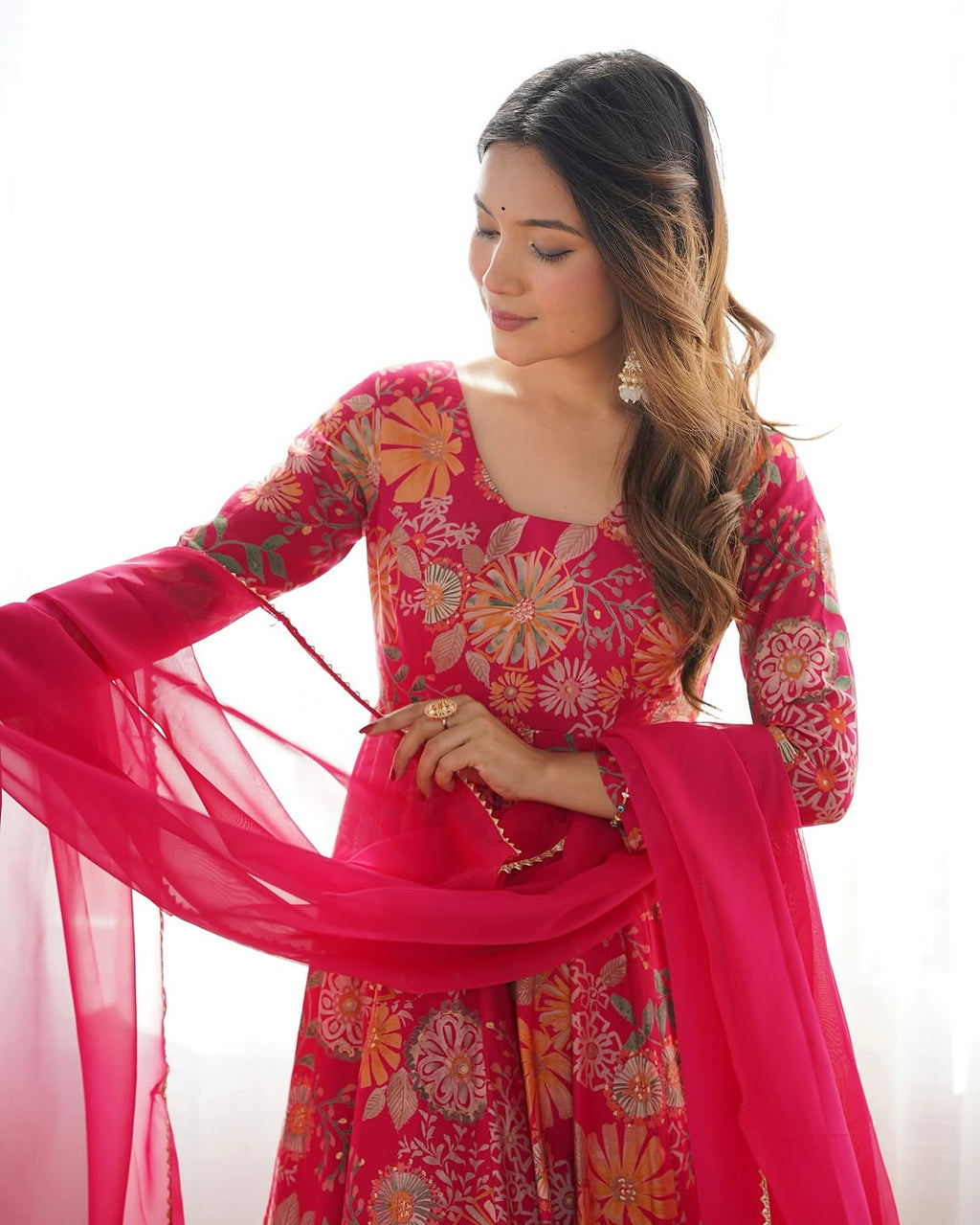 Pink Roman silk Karisma designer kurti palazzo set