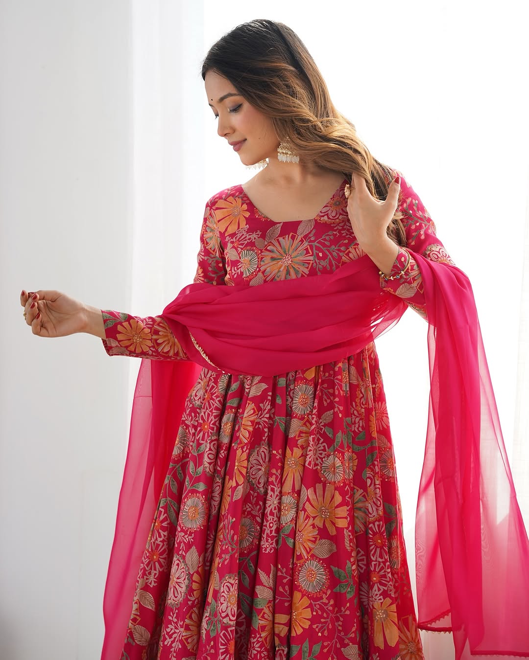 Pink Roman silk Karisma designer kurti palazzo set