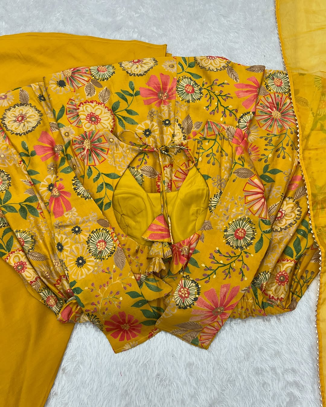 Yellow Roman silk Karisma designer kurti palazzo set