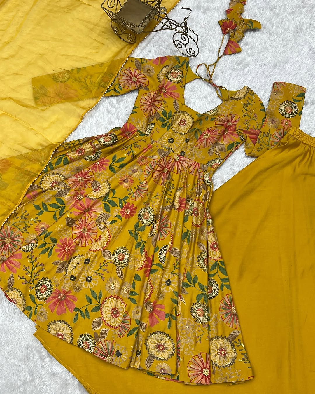 Yellow Roman silk Karisma designer kurti palazzo set