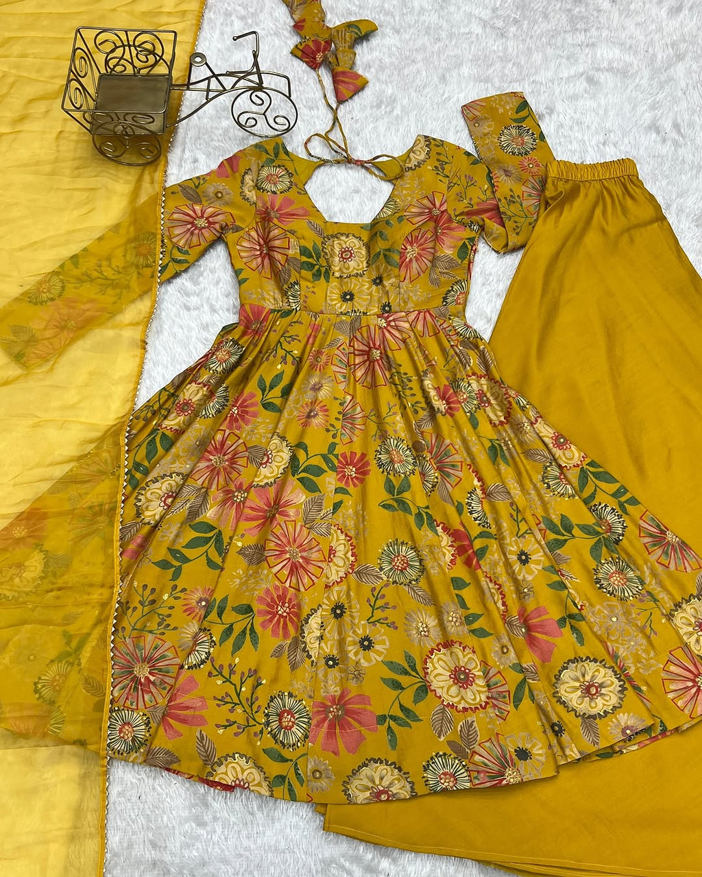 Yellow Roman silk Karisma designer kurti palazzo set