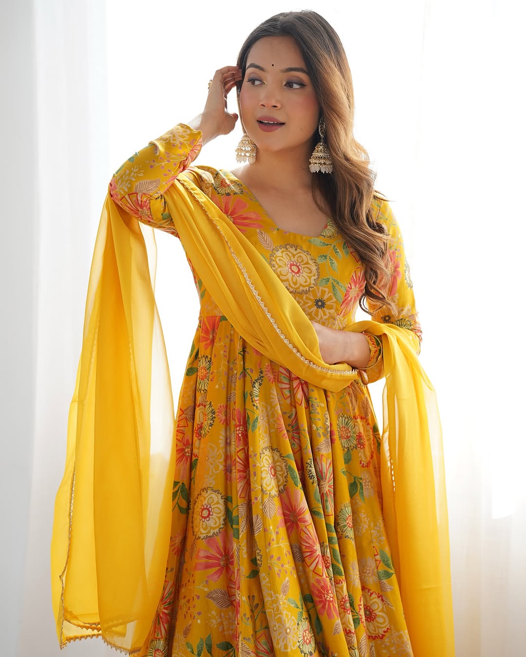 Yellow Roman silk Karisma designer kurti palazzo set