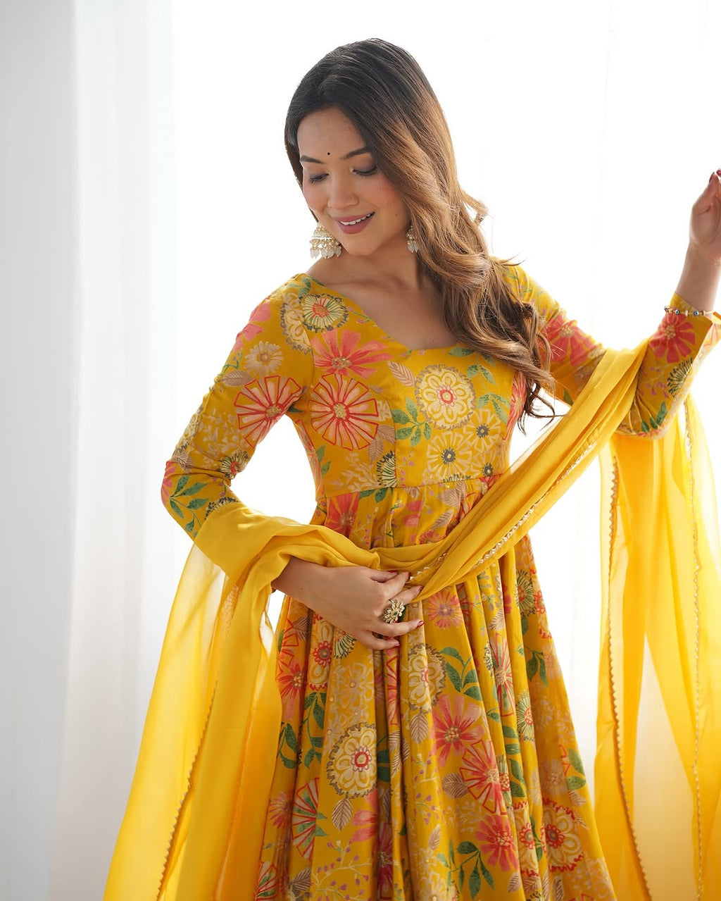 Yellow Roman silk Karisma designer kurti palazzo set