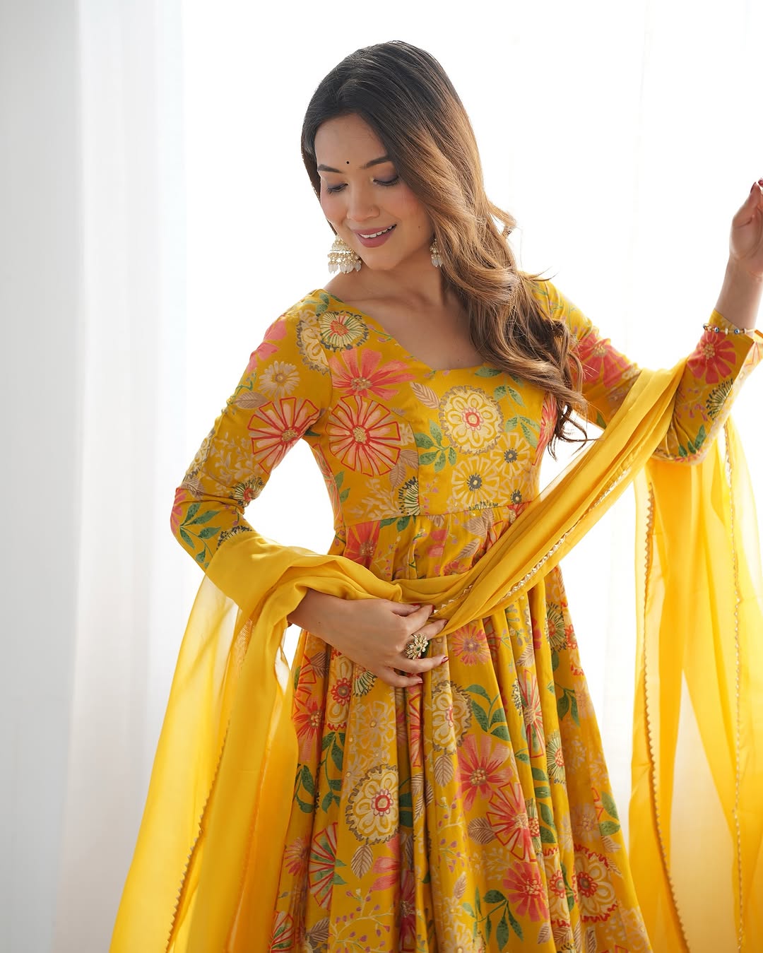 Yellow Roman silk Karisma designer kurti palazzo set