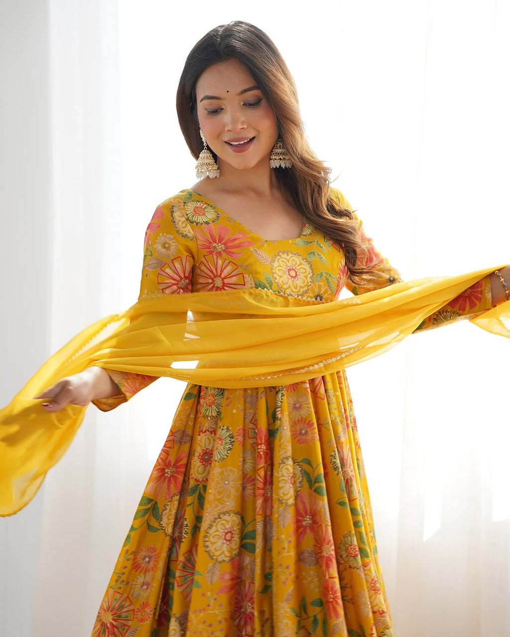 Yellow Roman silk Karisma designer kurti palazzo set