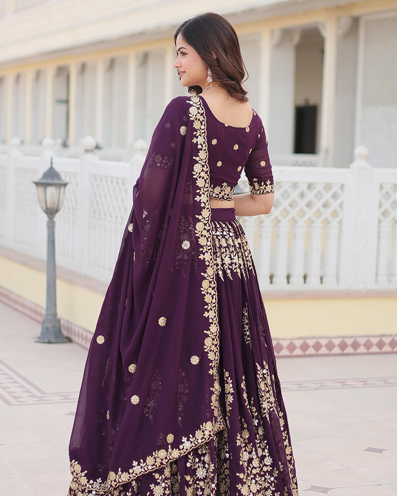 Kridha purple georgette sequins embroidered lehenga set