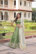Nirika green gold crush lehenga choli with sequins zari embroidered work