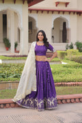 Nirika purple gold crush lehenga choli with sequins zari embroidered work